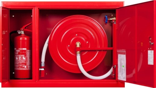 Hydrant wewnętrzny W-25/30G wnękowy (podtynkowy) z wężem półsztywnym 25mm dł. 30m i miejscem na gaśnicę