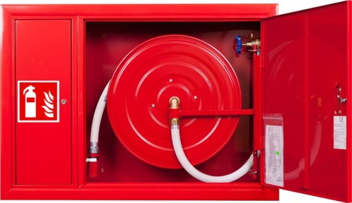Hydrant wewnętrzny W-25/20G wnękowy (podtynkowy) z wężem półsztywnym 25mm dł. 20m i miejscem na gaśnicę