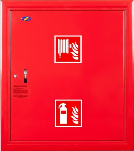 Hydrant wewnętrzny W25/30G wertykalny, wnękowy (podtynkowy) z wężem półsztywnym 25mm dł. 30m i miejscem na gaśnicę
