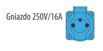 Przedłużacz zwijany 1-fazowy 50m, IP-55, 4x230V, guma 3x2.5, termik, max 4,6KW