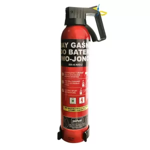 Spray gaśniczy AVD-Li 500 ml do gaszenia baterii i akumulatorów Li-Ion + wieszak