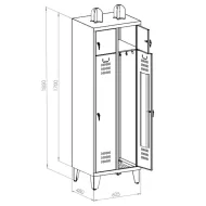Szafka ubraniowa MDP STRN400/2 na nogach, dwuosobowa, wymiary